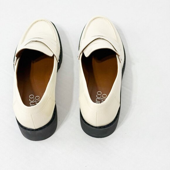 Franco Sarto NWOB Sz 8 Putty /Off White Cassandra Glossy Penny Loafers - Picture 5 of 8